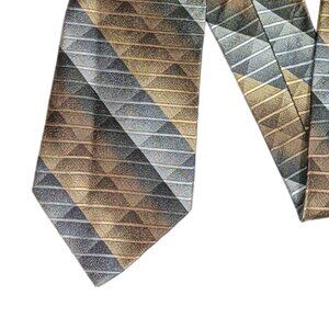 Joseph & Feiss Silk Tie Men’s Long 62” Metallic Gold Geometric Designer Wide New